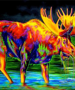 Colored Moose Art paint by numbers