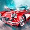 Red Vintage Car Paint by numbers