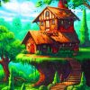 Fantasy House In Woods Paint by numbers