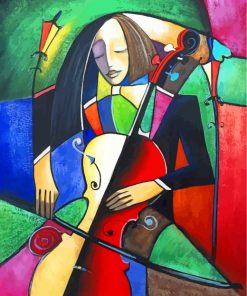 Abstract Cello Player Paint by numbers