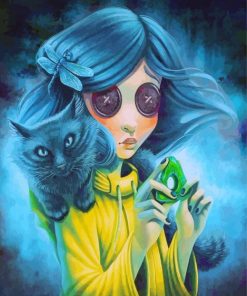 Creepy Coraline And Cat Paint by numbers