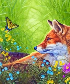 Fox And Butterfly Paint by numbers