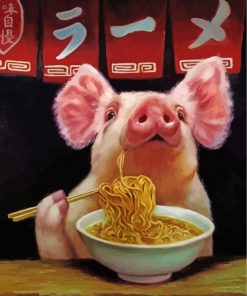 Pig Eating Noodles Paint by numbers