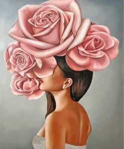 Pink-roses--lady-paint-by-numbers