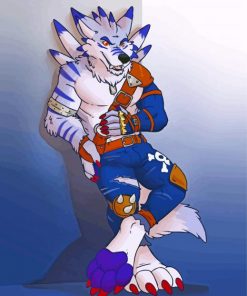 Weregarurumon Digimon Paint by numbers