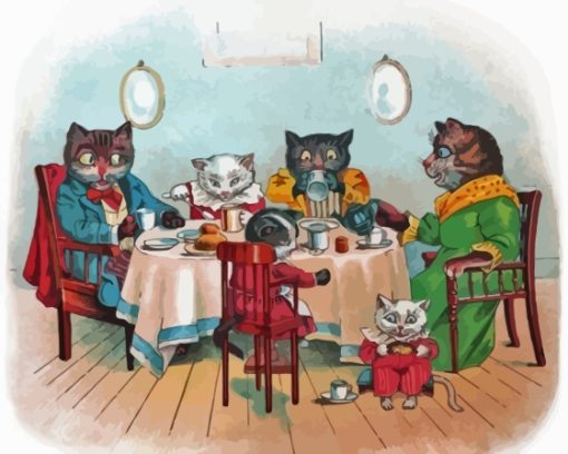 Cats At Dinner Paint By Numbers