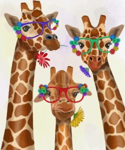 Giraffes With Flowers Paint By Numbers