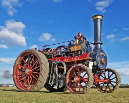 Old Traction Engine Paint By Numbers