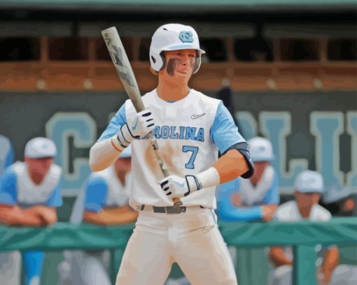 Baseballer Tar Heels Paint By Numbers