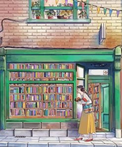 Girl In Bookstore Paint By Numbers