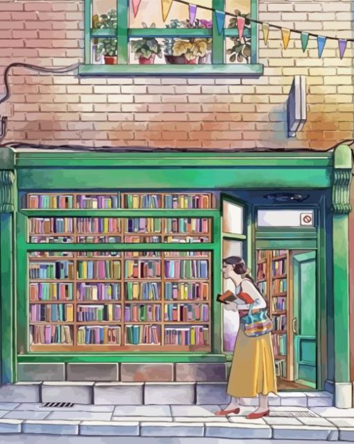 Girl In Bookstore Paint By Numbers