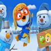 Pororo With Snowmen Paint By Numbers