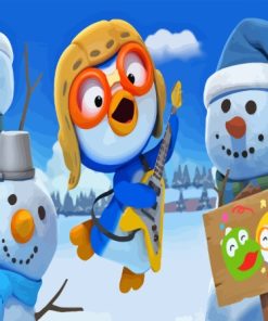 Pororo With Snowmen Paint By Numbers