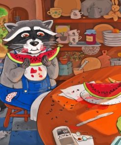 Raccoon Eating Paint By Numbers