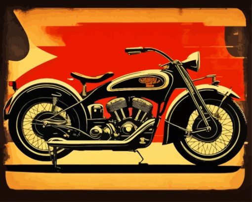 Vintage Indian Motorcycle Paint By Numbers