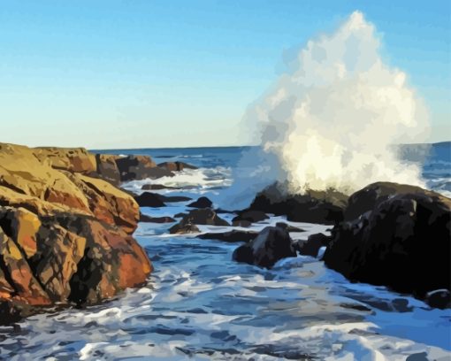 Waves And Rocks Paint By Numbers