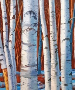 White Birches Trees Paint By Numbers