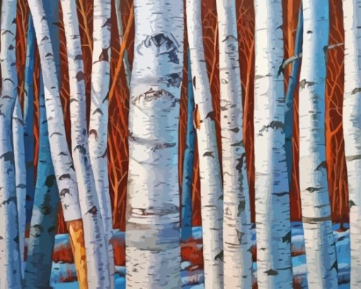 White Birches Trees Paint By Numbers