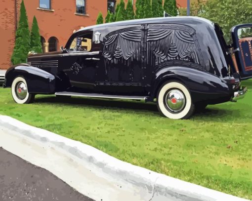 Vintage Hearse Paint By Numbers