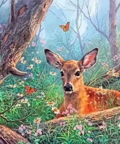 Deer With Butterfly Paint By Numbers