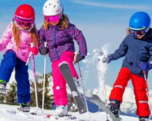 Kids Skiing Paint By Numbers