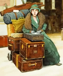 Lady And Suitcases Paint By Numbers