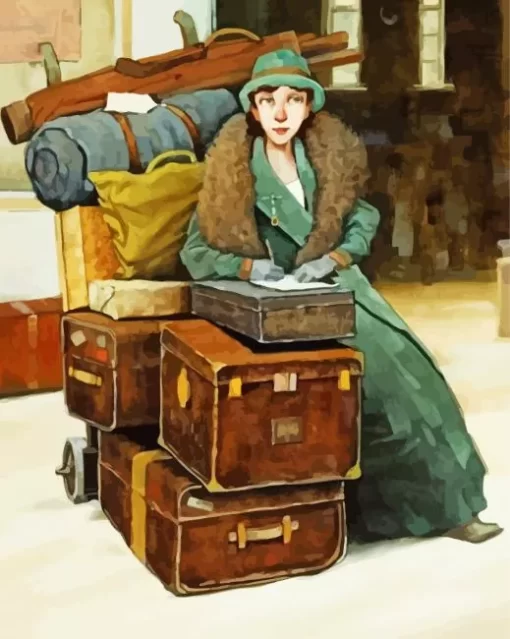 Lady And Suitcases Paint By Numbers