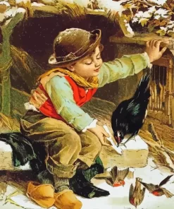 Boy And Bird Paint By Numbers