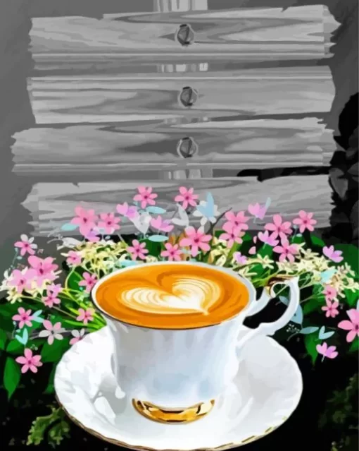 Coffee And Flowers Paint By Numbers