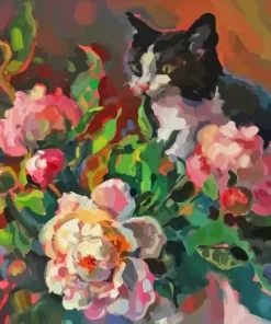 Cat And Flower Vase Paint By Numbers