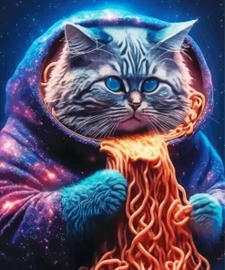 Cat Eating Spaghetti Paint By Numbers