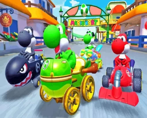 Mario Kart Dinosaurs Paint By Numbers