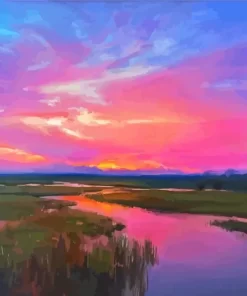 Sunset Over Marsh Paint By Numbers