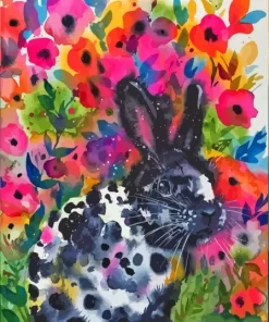 Rabbit With Flowers Paint By Numbers