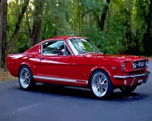 Red Ford Mustang Paint By Numbers