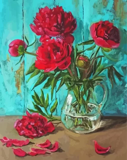 Peonies In Vase Paint By Numbers