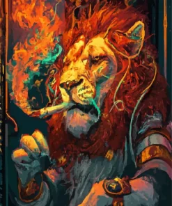 Smoking Lion Paint By Numbers