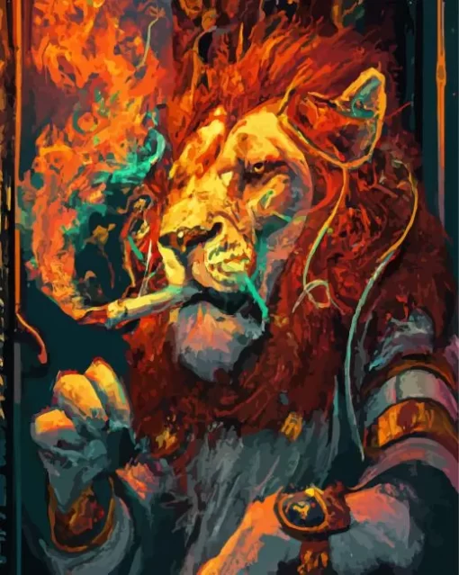 Smoking Lion Paint By Numbers