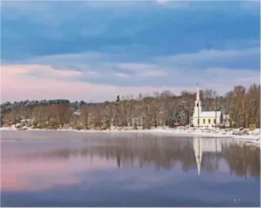 Snowy Lake Maine Paint By Numbers