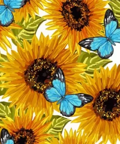 Sunflower With Butterfly Paint By Numbers