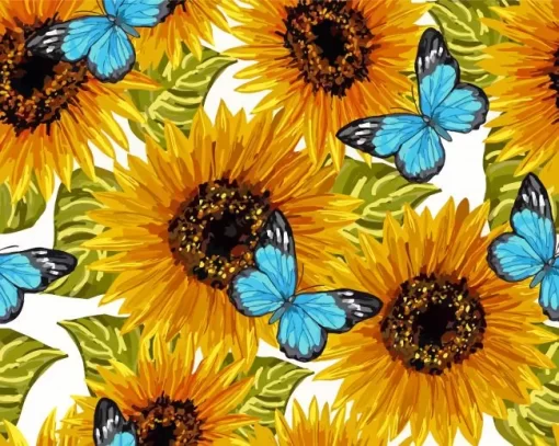 Sunflower With Butterfly Paint By Numbers