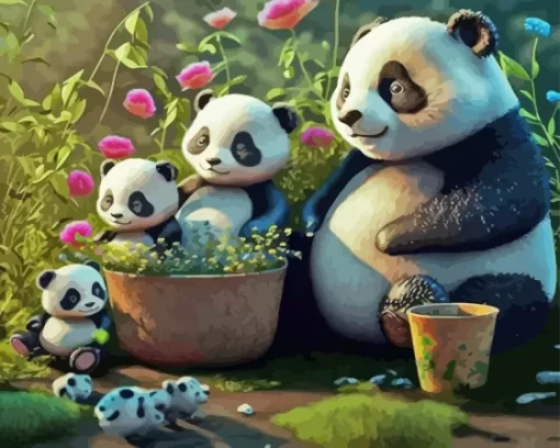 Panda Family Paint By Numbers