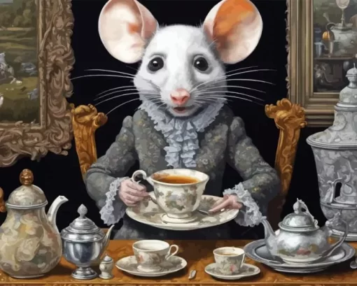 Mouse Having Tea Paint By Numbers