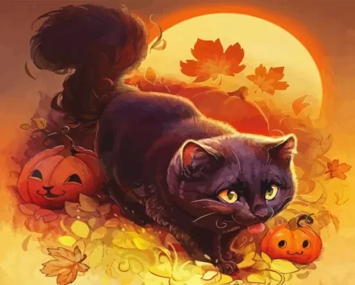 Halloween Cat Paint By Numbers