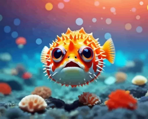 Cute Puffer Fish Paint By Numbers