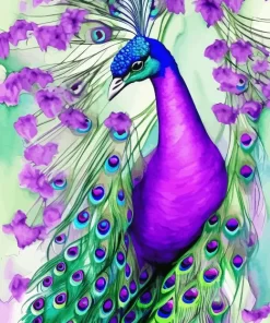 Purple Peacock Art Paint By Numbers