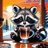 Raccoon With Coffee Paint By Numbers