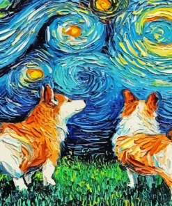 Starry Night Dogs Paint By Numbers