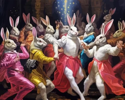 Dancing Rabbits Paint By Numbers