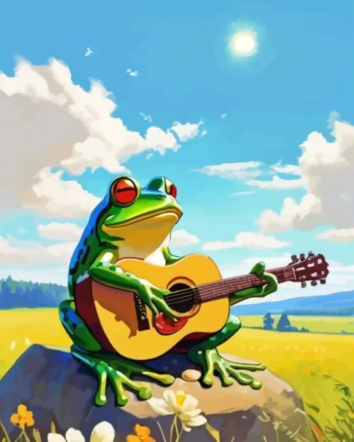 Frog Playing Guitar Paint By Numbers